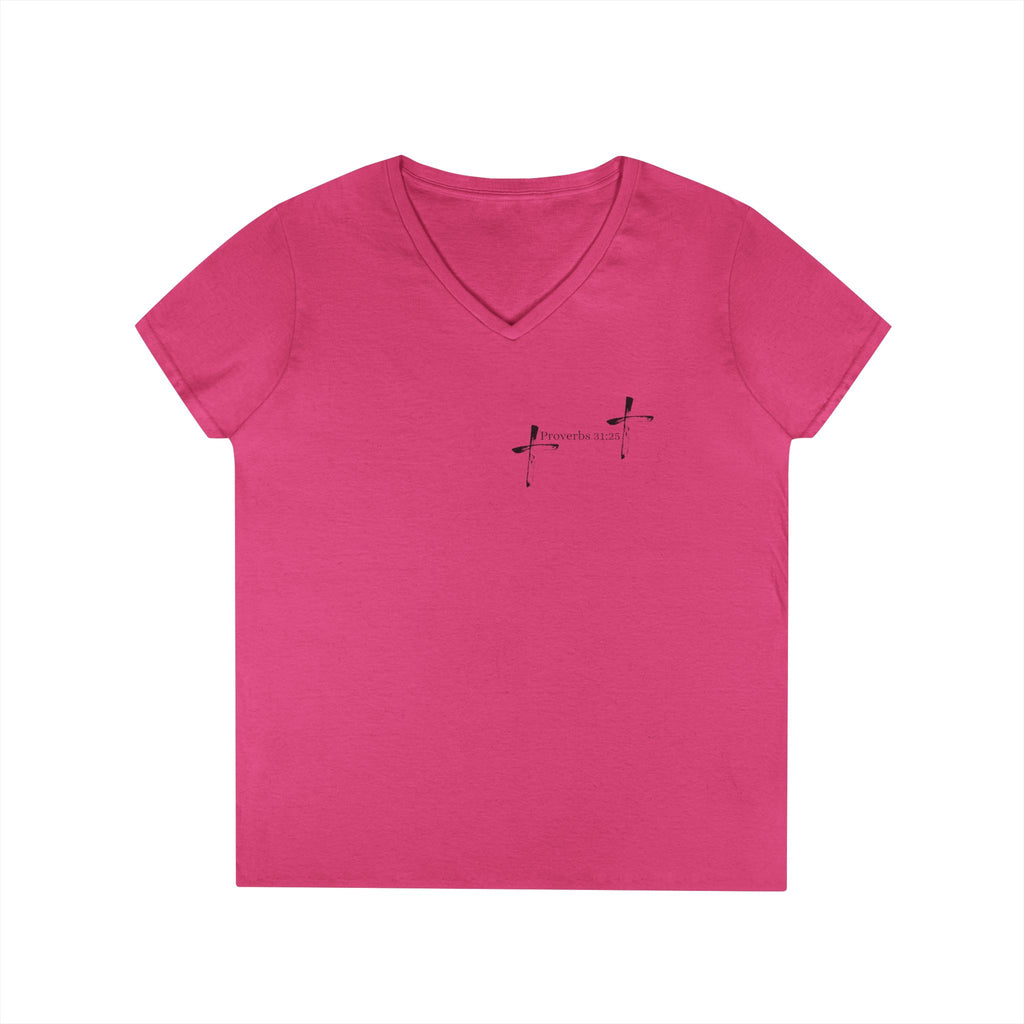 Life Thru Christ Proverbs 31:25 V-Neck T-Shirt