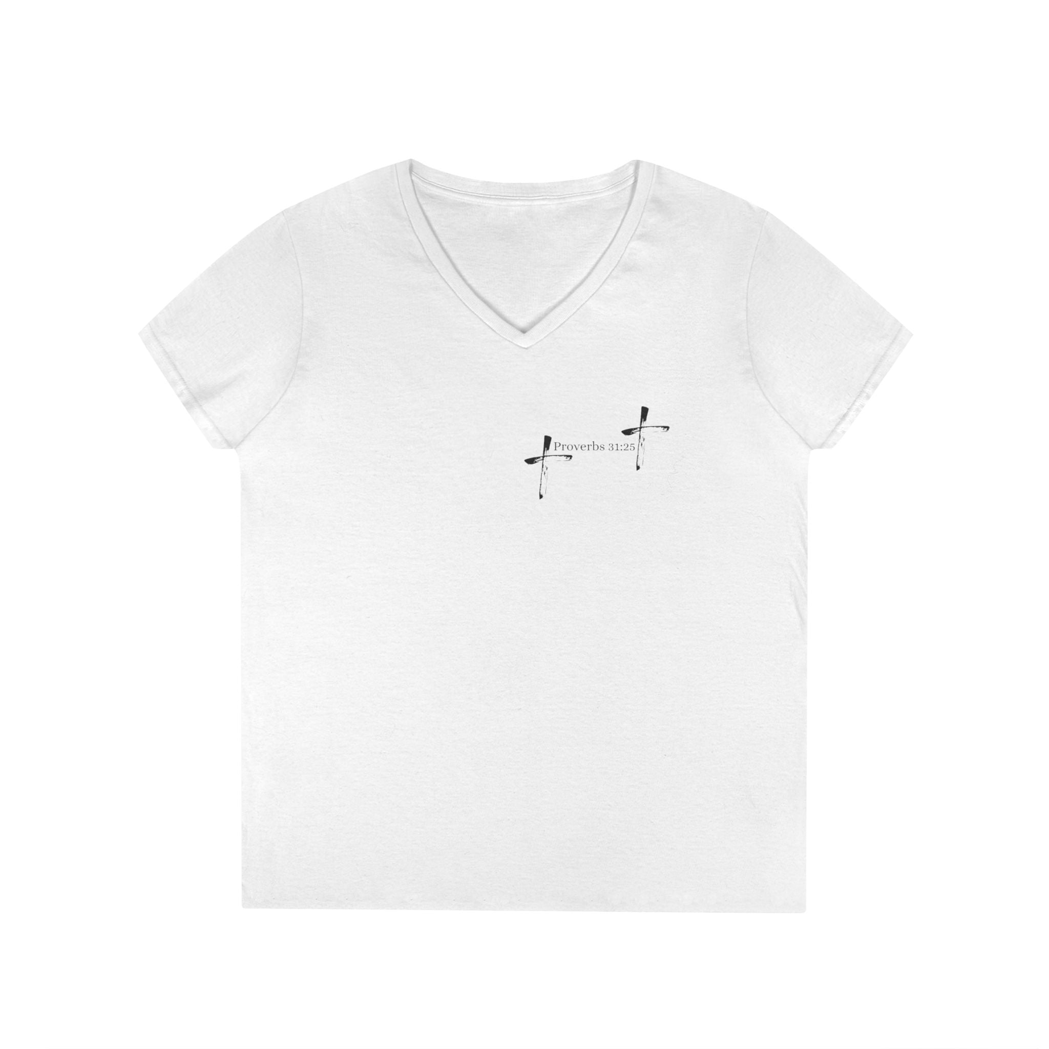Life Thru Christ Proverbs 31:25 V-Neck T-Shirt