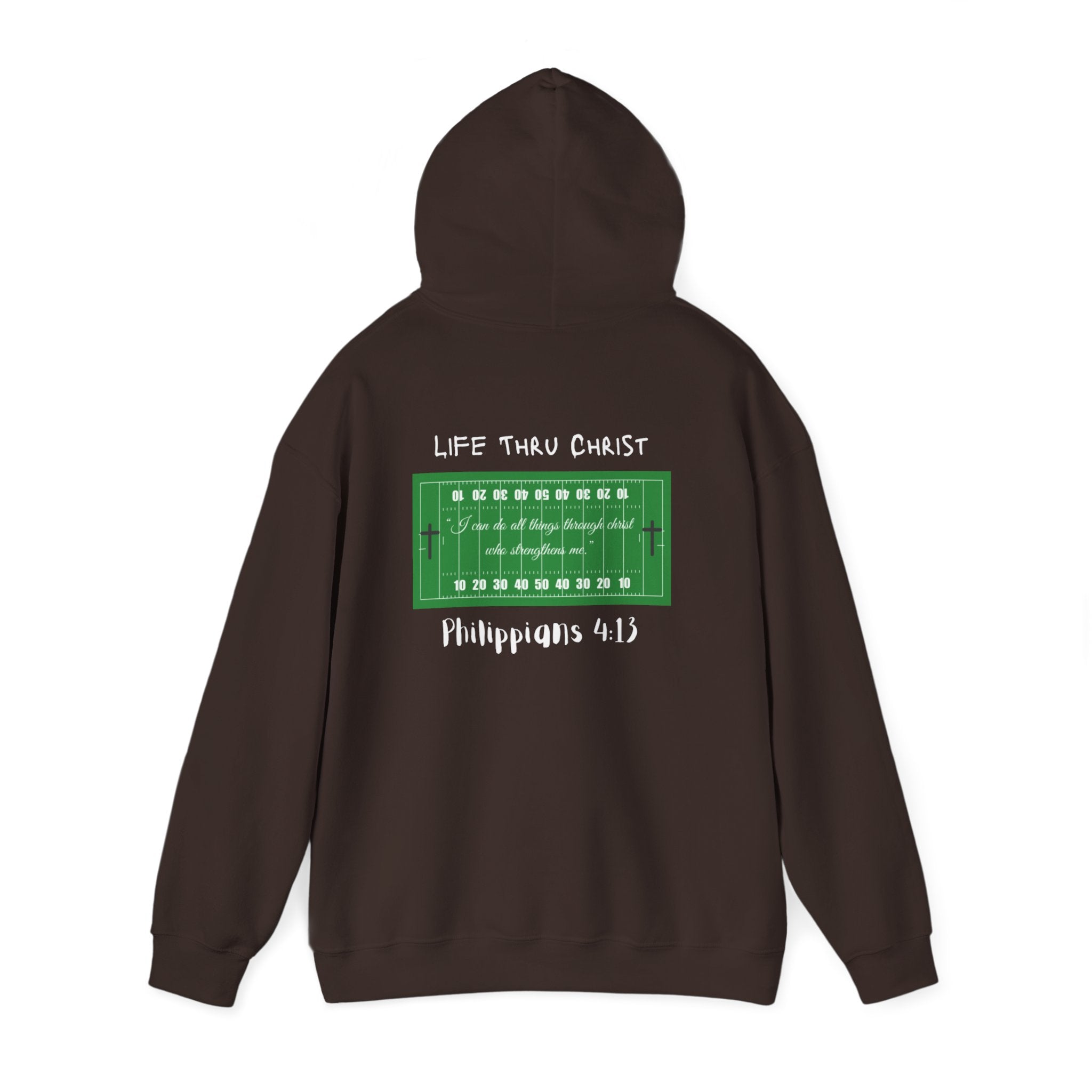 Life Thru Christ Philippians 4:13 Football Hoodie